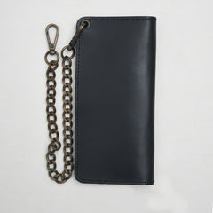 LARGE TRUCKER - Vegetable Tanned Leather Wallet Onyx Black